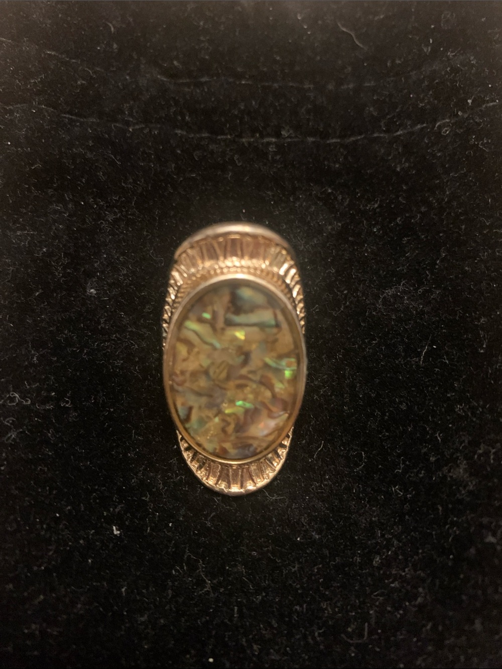 Gold-Tone Abalone Oval Statement Ring - Women Jewelry